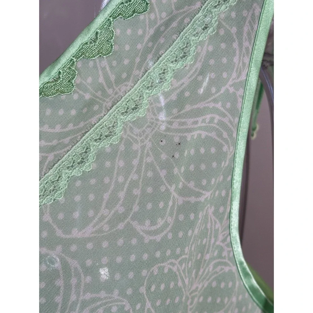 Y2K‎ Vintage Victoria's Secret Teddy Slip Dress Women Large Green Sheer Lingerie